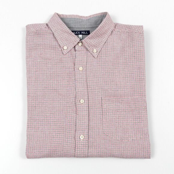 Alex Mill Shirt Men's Large Blue Red Micro Plaid 100% Cotton Button Down - Picture 10 of 10